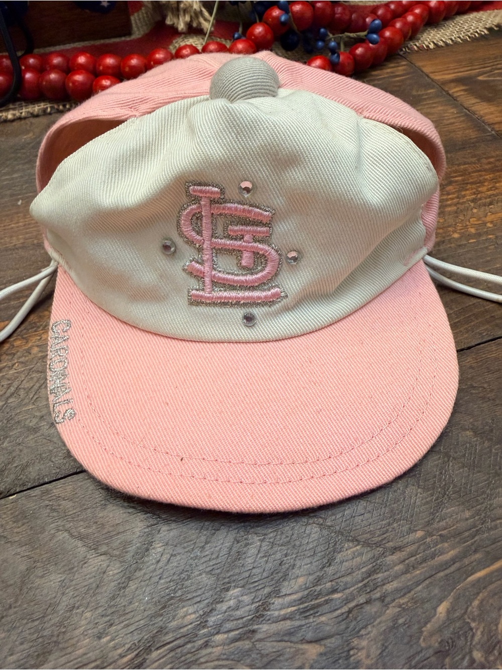 St Louis Cardinals & Build A Bear wear ball cap pink rhinestones white BABW GUC